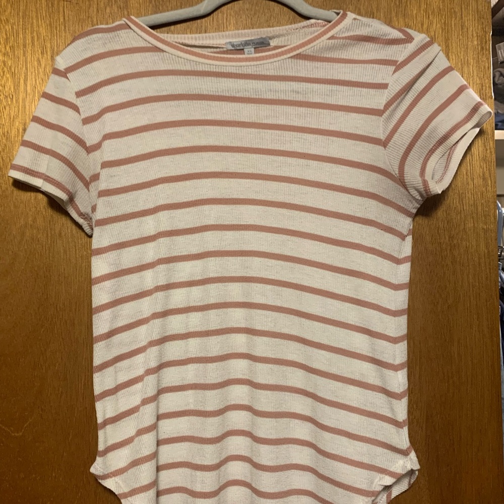 Charlotte Russe Peach/Pink & White Striped Top